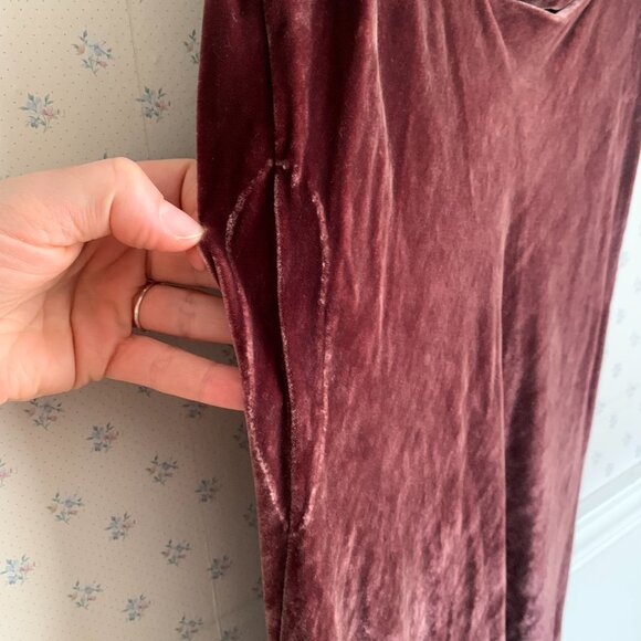 Aritzia Wilfred Spritz dress Pink Truffle Velvet Silk Midi Dress Size S - Picture 8 of 9